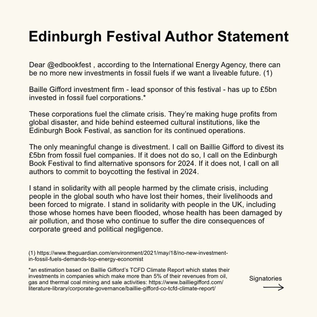 Mikaela Loach among more than 50 authors who signed a letter against the sponsors of Edinburgh Book Festival