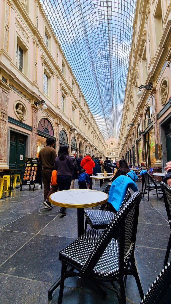 Galeries de Saint Hubert arcade in Brussels during literary tour