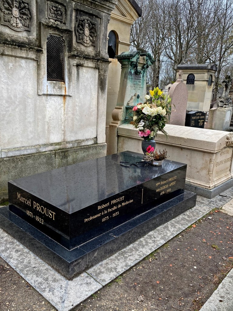 Grave of Marcel Proust at Pere Lachaise Cemetery. Paris literary tour