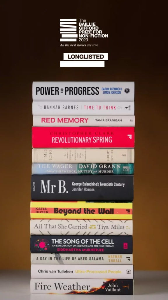 All of the longlisted 2023 Baillie Gifford Prize books. Credit: Baillie Gifford Prize.