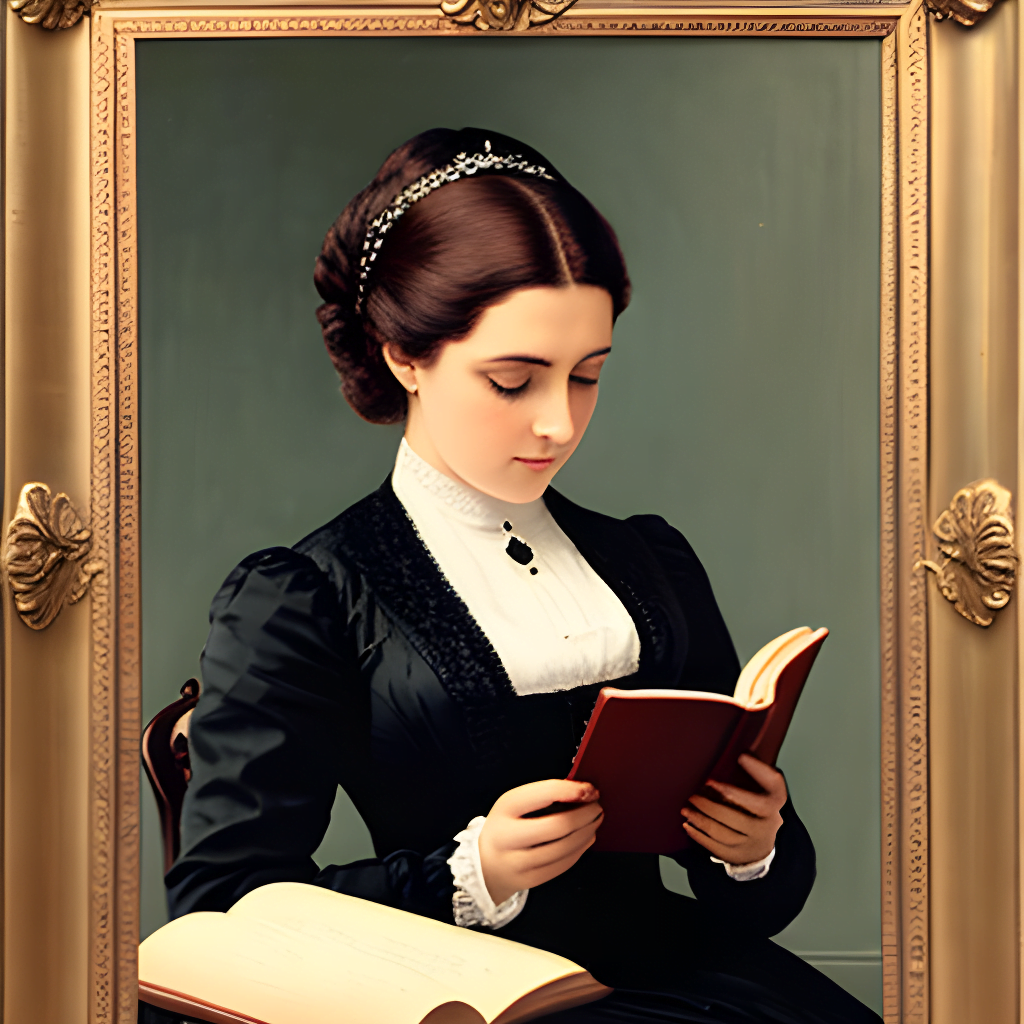 A depiction of a Victorian woman reading a book to represent Eliza Touchet