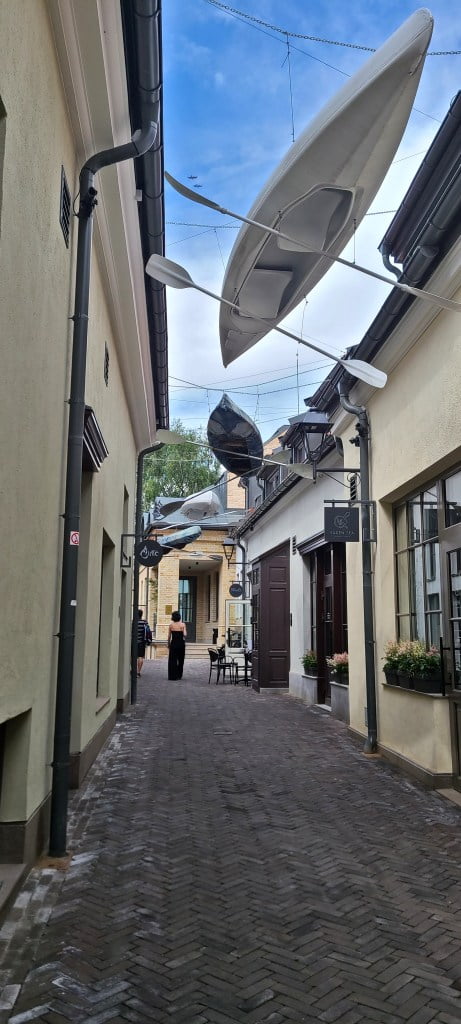 Uzupis District with canoe art installation