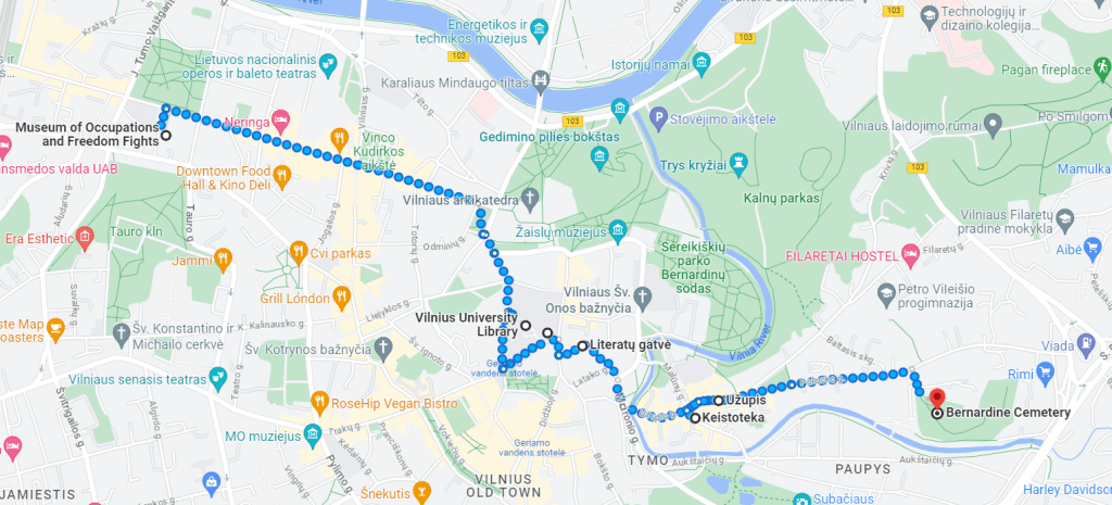 Vilnius literary tour. Google Map