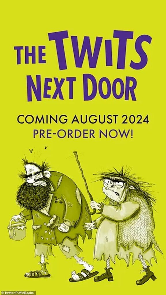 The Twits Next Door by Greg James and Chris Smith, who faces criticism over their remark around the character's disability. Book cover says pre-order now for August 2024.