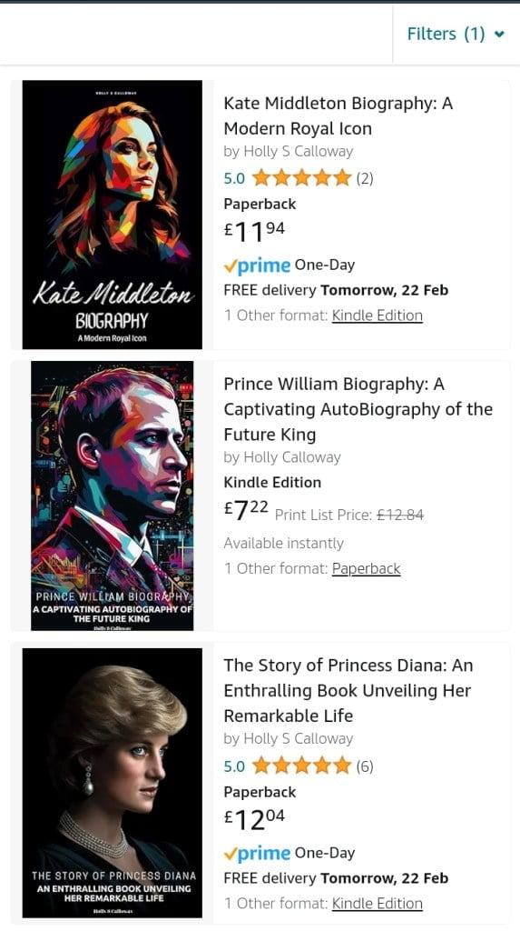 AI-written biographies of deceased celebs and fake revelations raises concerns. Fake books about the British Royal Family flood Amazon.