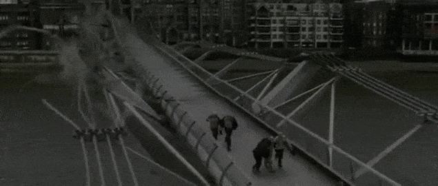 Millennium Bridge attacked by Death Eaters in Harry Potter and the Half-Blood Prince.